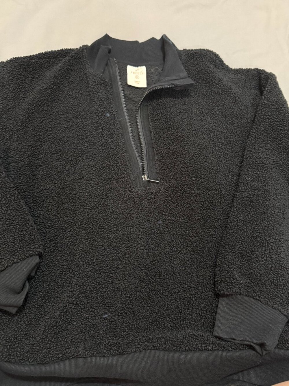 Freely Black Sherpa Quarter-Zip Pullover Sweatshirt Size XL SKU004